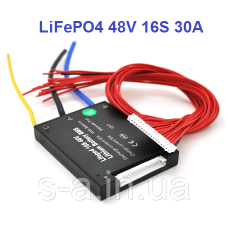 30А 48В BMS контролер заряд-розряд плата HeYo LiFePO4 48V 16S 30A симетрія