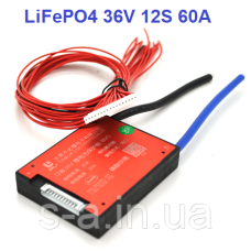 60А 36В BMS контролер заряд-розряд плата DaLy LiFePO4 36V 12S 60A симетрія