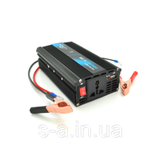 Інвертор напруги Voltronic, 500ВА (300 Вт), 12/220 V, aproximated, 1 універсальна розетка, крокодили, 1 USB